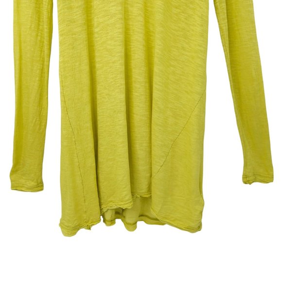 Free People We The Free T Shirt Womens M Yellow V Neck Distressed Long Sleeve - Picture 12 of 16